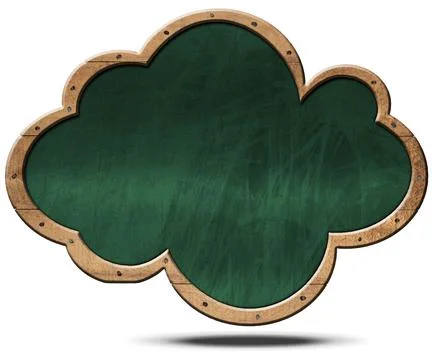 Empty Blackboard in the Shape of a Cloud Isolated on White Background Stock Illustration