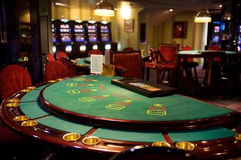 An empty blackjack table in a casino Stock Photos