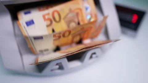 Empty blades of cash counting machine rotating quickly 스톡 동영상 295948849