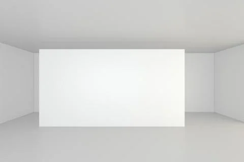 Empty blank billboard in white interior. 3d rendering Stock Illustration