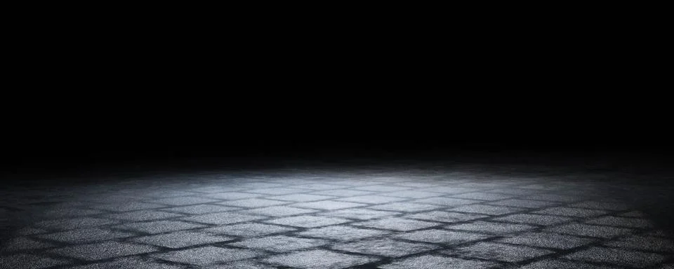 Empty blank dark stone stage product showcase with spot light 3d render Stock Illustration