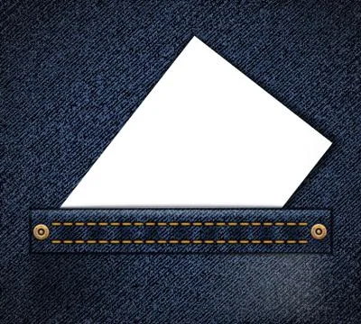 Empty blank document or business card in jeans pocket. 스톡 일러스트