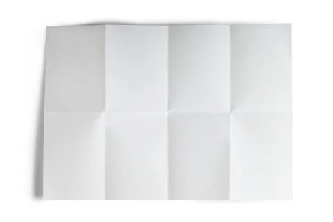 Empty, blank folded paper sheet white colored, isolated on white background.. Foto stock