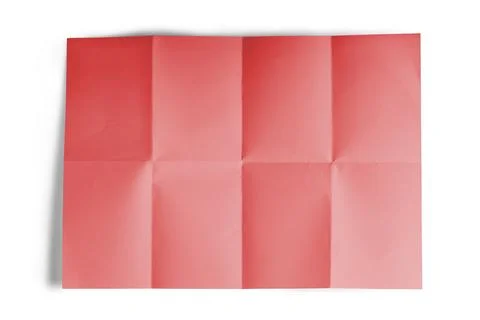 Empty, blank folded paper sheet red colored, isolated on white background. .. Stock-Fotos