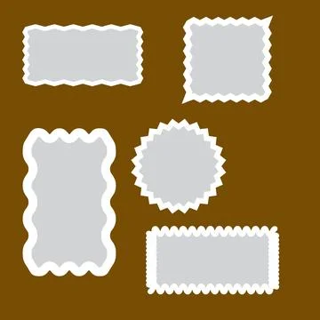 Empty blank frame labels minimalist zigzag border grey for custom. Stock Illustration