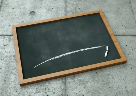 Empty blank green chalkboard with wooden frame with white chalk Illustrazione stock