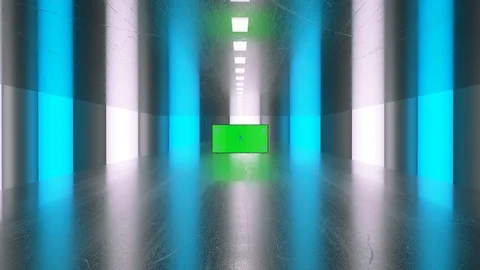 Empty, blank green screen billboard for advertisement. Technology Stock Footage 114509751