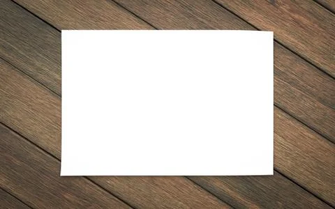 Empty blank horicontal sheet isolated on wood background to replace your design Stock Illustration