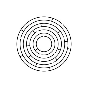 An empty blank labyrinth with a circular shape. Round maze.  Stock Illustration