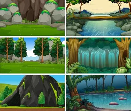 Empty, blank landscape nature scenes Illustrazione stock