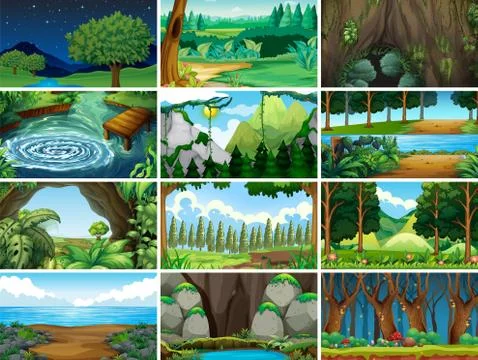 Empty, blank landscape nature scenes Illustrazione stock
