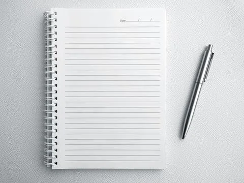 Empty blank of notebook diary page. Template white paper sheet with line an.. Stock Photos
