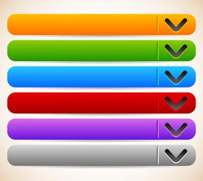 Empty, blank oblong, long horizontal buttons, banners with arrows. vector Ilustración de archivo