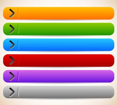 Empty, blank oblong, long horizontal buttons, banners with arrows. vector Ilustración de archivo