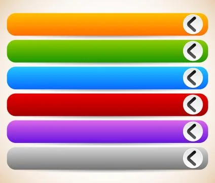 Empty, blank oblong, long horizontal buttons, banners with arrows. vector Ilustración de archivo
