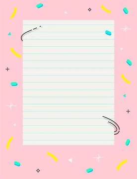 Empty blank page with decorative frame 80s 90s pattern.Geometric elements Stock Illustration