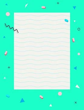 Empty blank page with decorative frame 80s 90s pattern.Geometric elements Stock Illustration