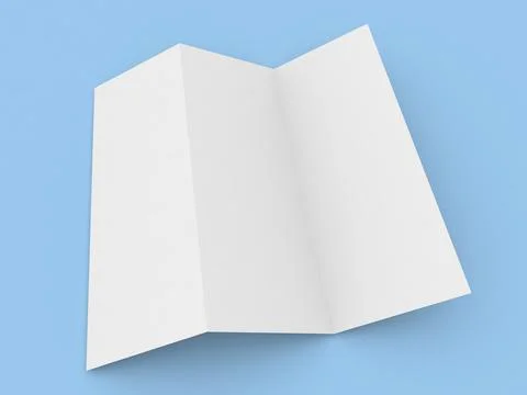 Empty blank paper brochure on blue background. Stock Illustration