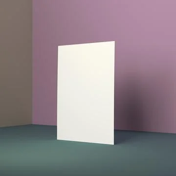 Empty Blank Postcard in the Room Isolated Over Multi-Colored Background. Ilustração Stock