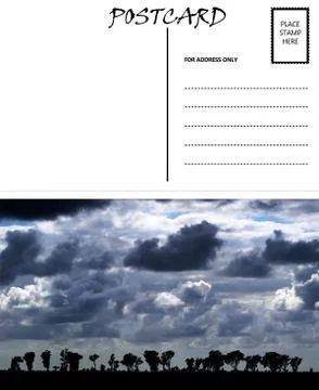 Empty blank postcard template africa cloudy sky image Stock Illustration