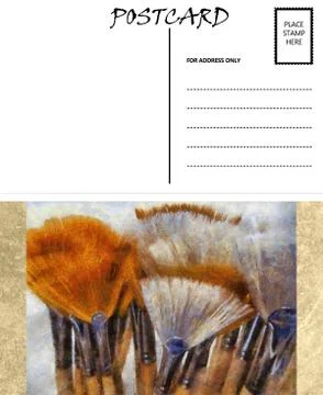 Empty blank postcard template artist brushes image Stock Illustration