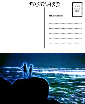 Empty blank postcard template sea couple image Stock Illustration