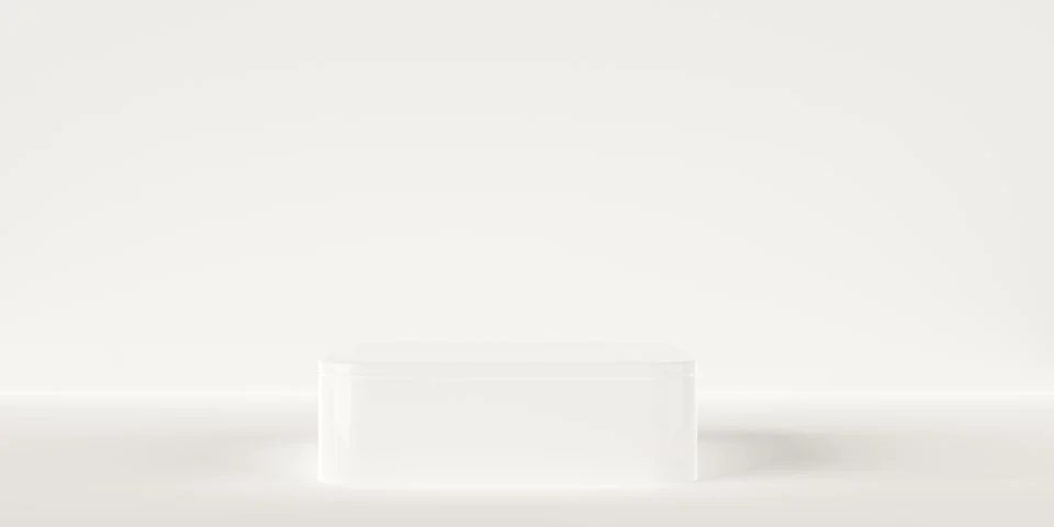 Empty, blank, rounded square podium or dais in white room background, produ.. 스톡 일러스트