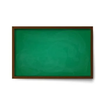 Empty blank school green chalkboard isolated on white background. Vector illu Stock Illustration