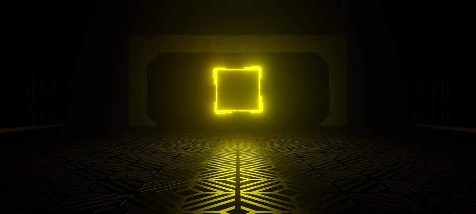 Empty Blank Scifi Technology Laboratory Interior Neon Lighted Black Colors Fu 库存插图