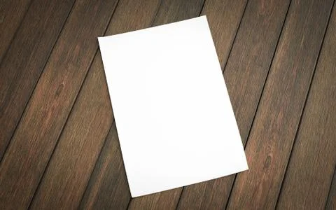 Empty blank sheet isolated on wood background to replace your design 3d イラスト素材