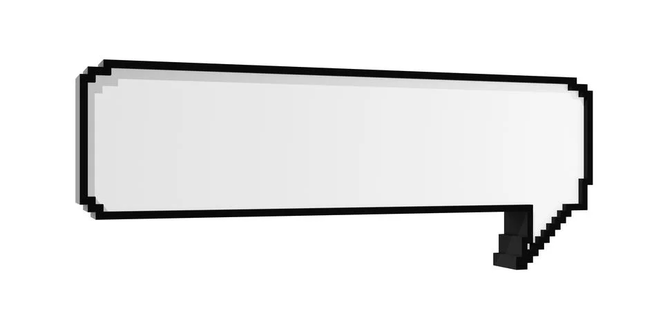 Empty, blank, square shaped 3D pixelized voxel speech bubble or balloon iso.. Stock Illustration