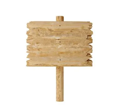 Empty, blank square shaped wooden sign on wood post with room for text, woode Stock Illustration