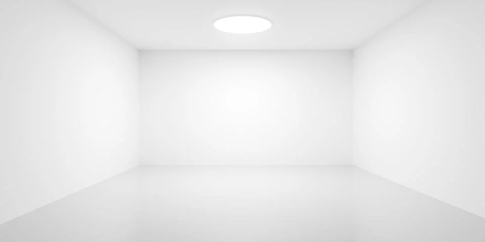Empty blank white large room or art gallery background with single round li.. Stock Illustration
