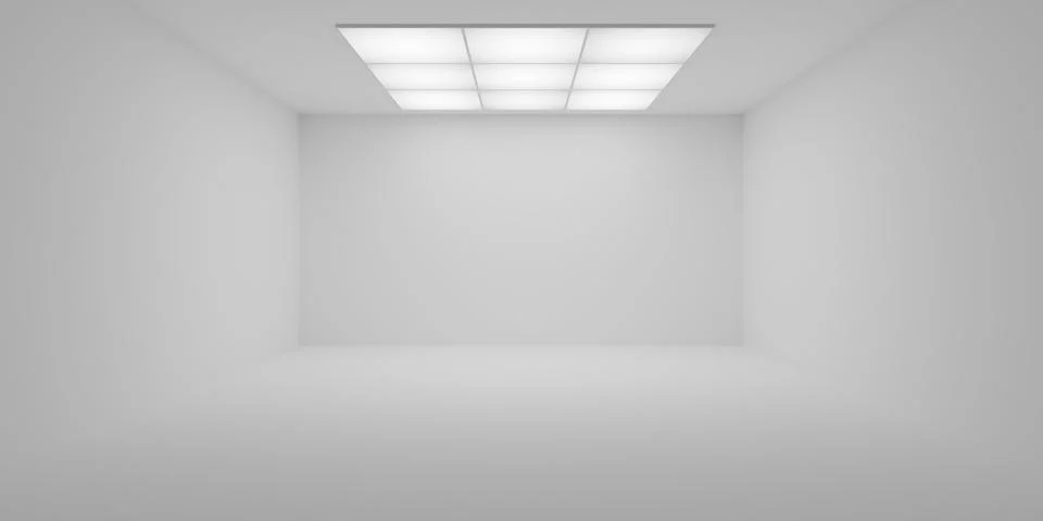 Empty blank white large room or art gallery background with light panel gri.. Illustrazione stock