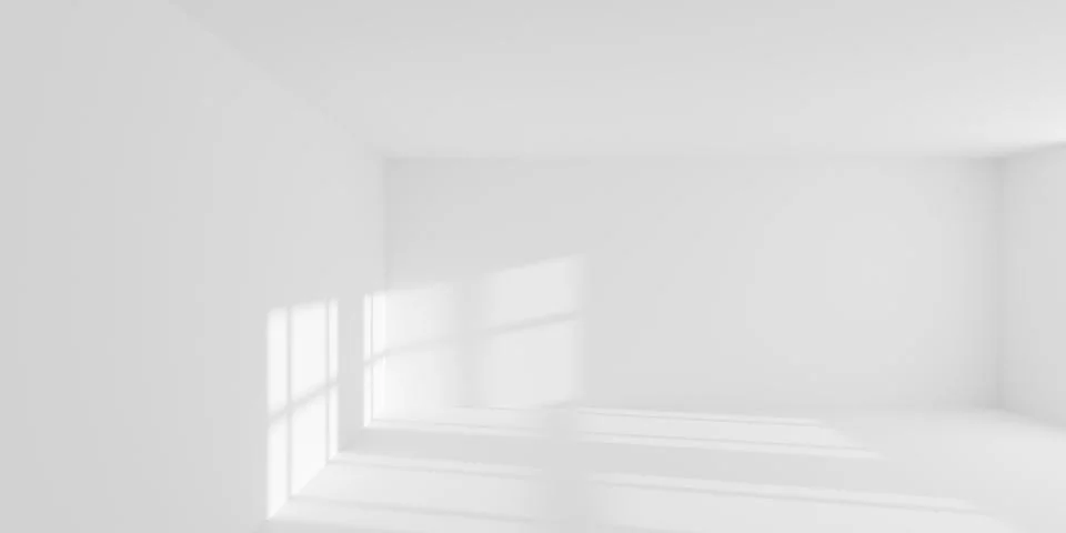 Empty blank white room background with double window cross shadow on the ba.. Stock Illustration