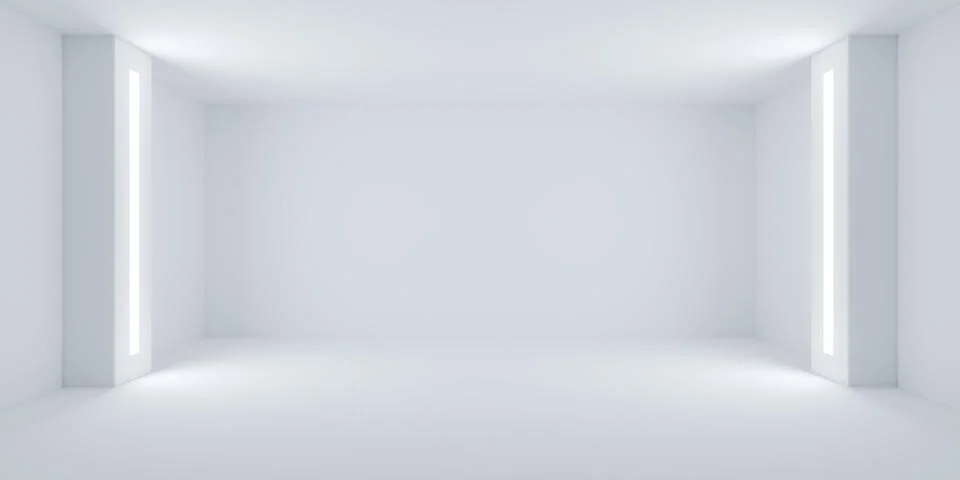 Empty blank white room background with wall pillars with light inlay on the.. Stock Illustration