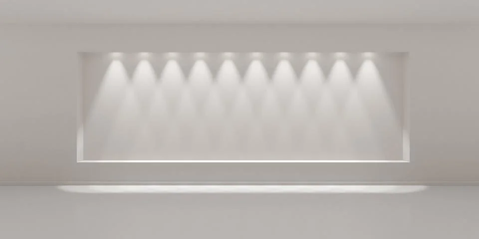 Empty blank off-white room background with large rectangular recess in the .. Stock Illustration