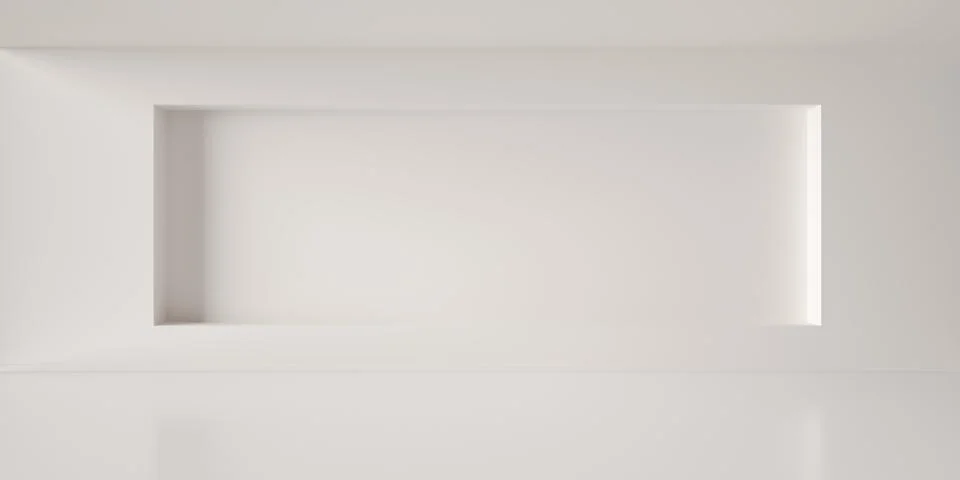 Empty blank off-white room background with large rectangular recess in the .. Stock Illustration