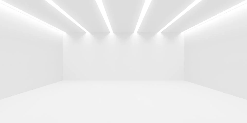 Empty, blank white room with multiple vertical light slits, interior templa.. Stock Illustration