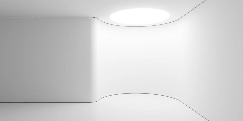 Empty blank white room or art gallery background with smoothly bend wall an.. 스톡 일러스트