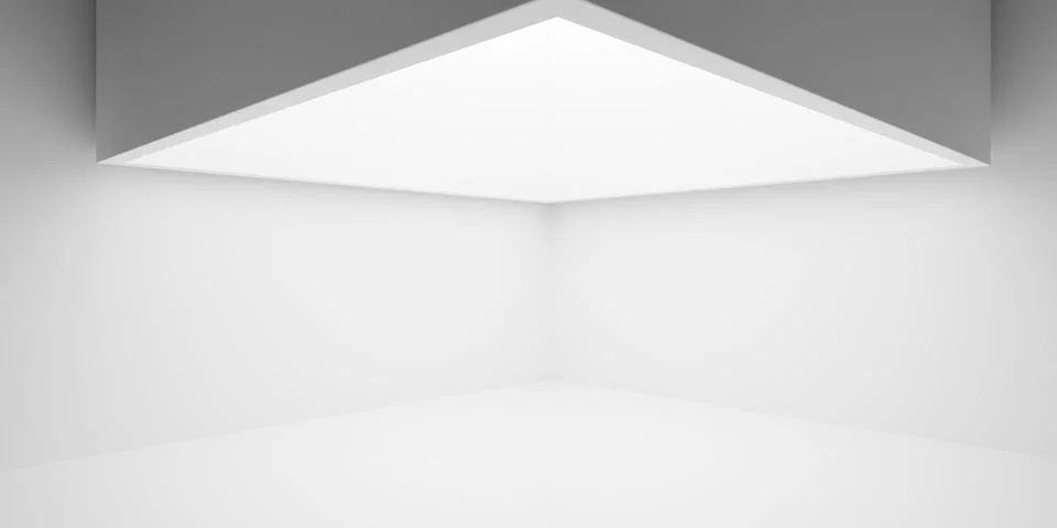 Empty blank white room or art gallery background with large light shaft, mo.. Stock Illustration