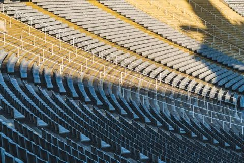 Empty bleachers of a huge stadium Stock Photos