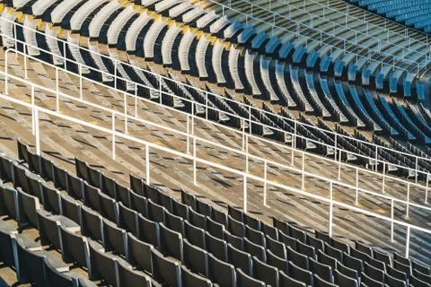 Empty bleachers of a huge stadium Stock Photos