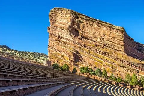 Empty Bleachers on Red Rocks. Stock Photos