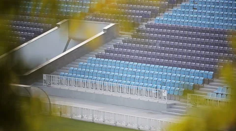 Empty bleachers for spectators in the stadium Stock Footage 56079541