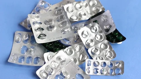 Empty blister packs for medication Stock Footage 83258300