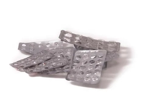 Empty blisters from isolated tablets Stock Photos