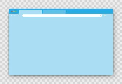 An empty blue browser window on a transparent background. Stock Illustration