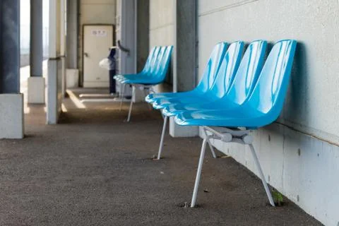 Empty Blue Chairs Stock Photos