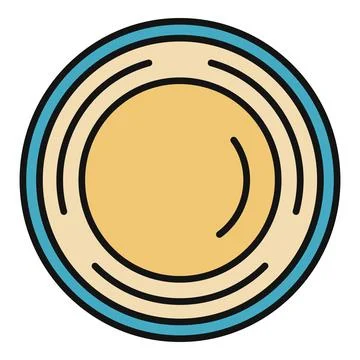 Empty blue dinner plate kitchenware icon vector Stock Illustration